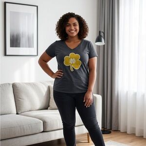 Notre Dame Charcoal V-Neck Tee